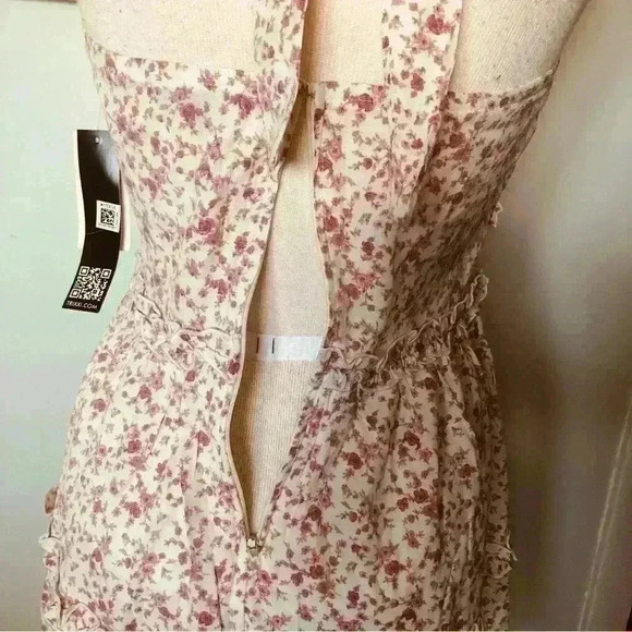 TRIXXI Women’s Size Medium Ruffle Trim Pink Mini Floral Summer Halter Dress NWT - Picture 11 of 15